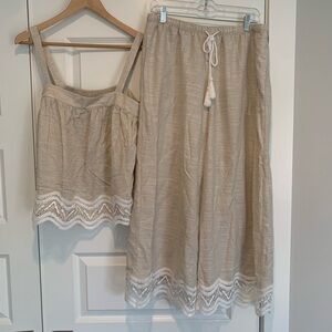 Parker Beige Linen Palazzo Pants and matching Top
